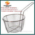 Eco-friendly KFC chips deep fry baskets metal vegetable washing sieves stainelss steel fine mesh strainers with solid handles